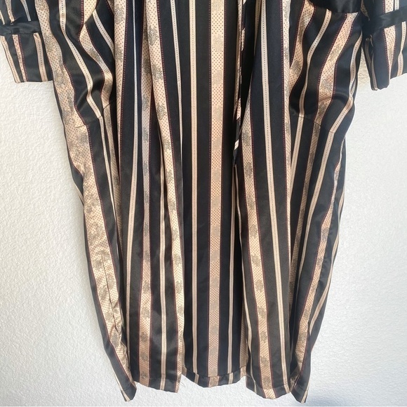 Vintage 90's Victoria Secret Long Robe Striped Satin Gold Black Oriental Robe - Picture 9 of 11